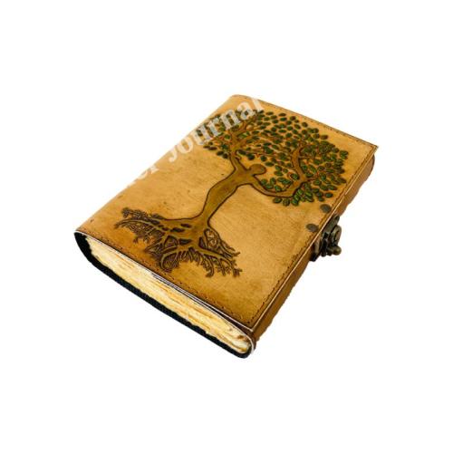 Tree of Life Leather Journal Vintage Paper Personal Organizer Antique Embossed Charcoal Book of Shadows Prop Handmade Gift Him